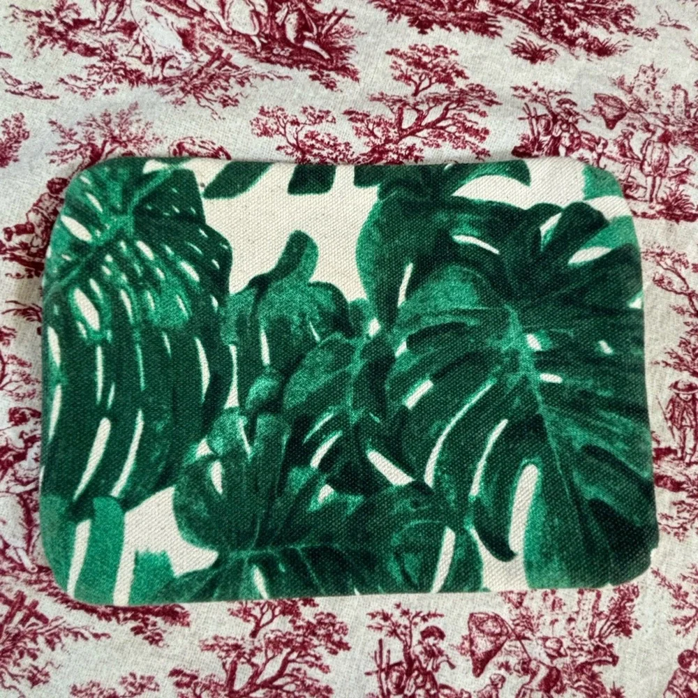 Laser Cut Cork Biol’Age Botanical Leaf Print Sustainable Canvas Cosmetic Bag